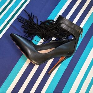 Elegant Black Fringe Stiletto Heel